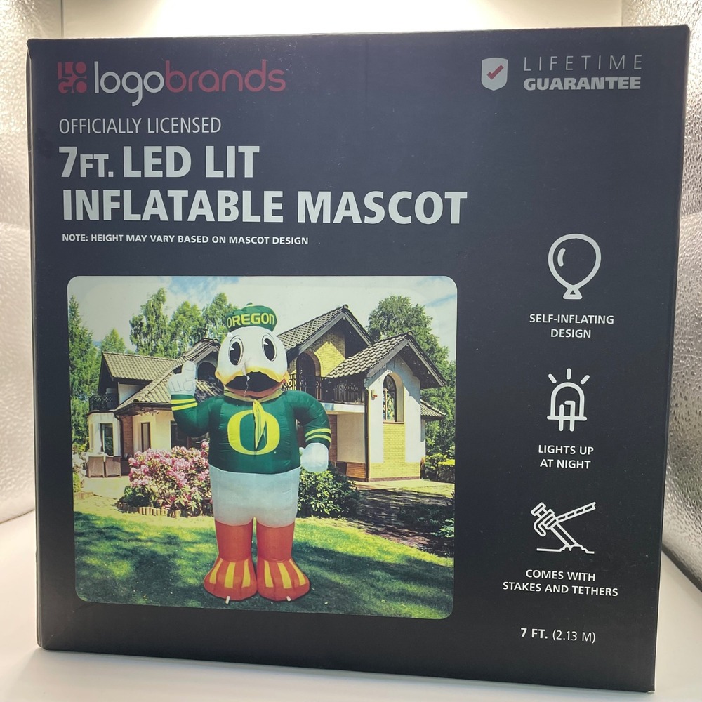 Logo Brands Oregon Ducks 7ft Inflatable Mascot Green NEW LED Lit Yard Decor